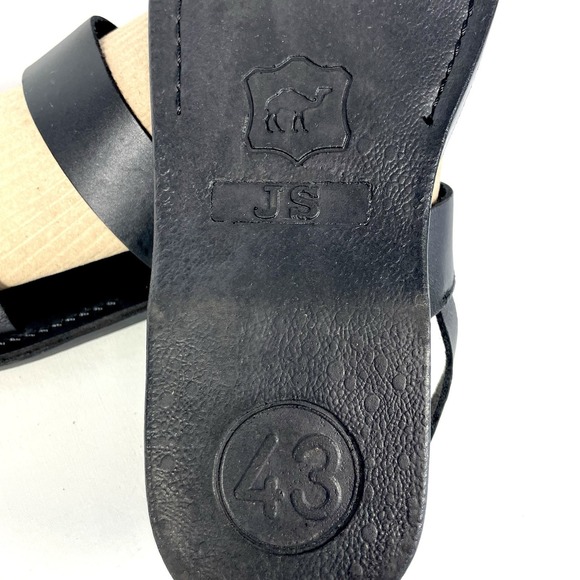 Jerusalem Sandals Golan Black Leather Strappy Sandals Mens US 10 main image 5